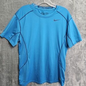 Nike pro Combat fitted sz Lg Blue Athletic T-Shirt